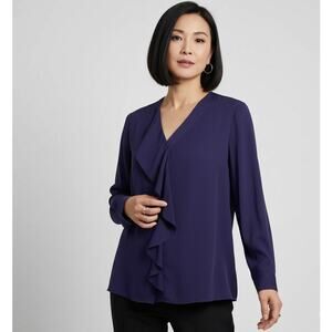 Coldwater Creek Purple Blouse Top Womens L Satin Work Office Business Casual